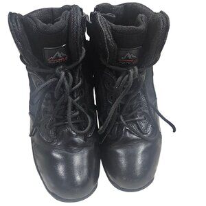 Tactical Black Nortiv8 Leather & Mesh Combat/Work Boots With Side Zipper